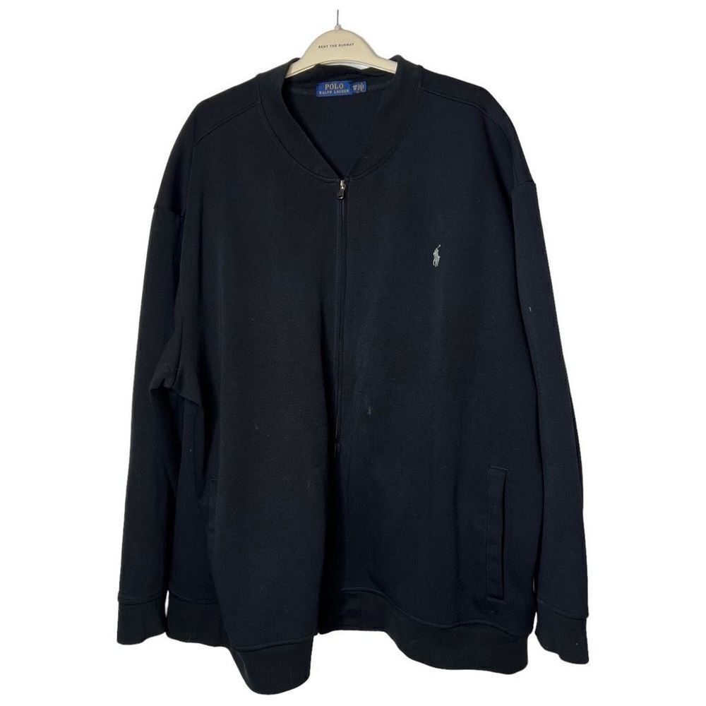 Polo Ralph Lauren Bomber Cardigan Cotton Full Zip Up Logo Men's Black 2XL